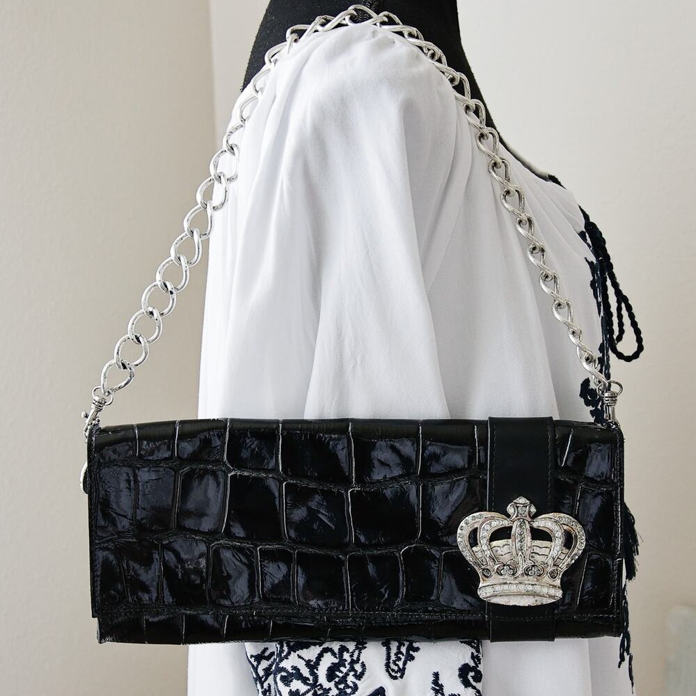 Leatherock Y2K vintage Leather Rhinestone shoulderbag / clutch